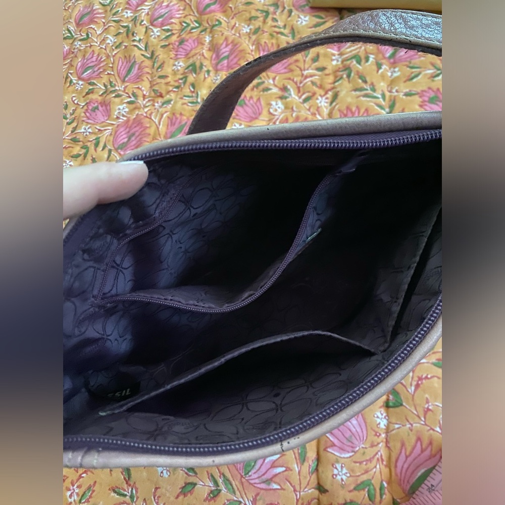 Fossil Vintage Purple Leather Shoulder Bag Handbag Women Purse - Picture 13 of 16